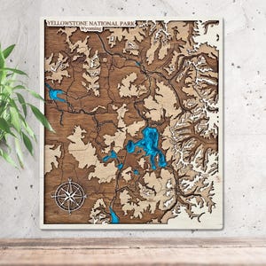 Yellowstone National Park Wood Map 3D
