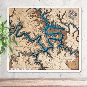 Mappa del Lago degli Ozarks 3D in legno