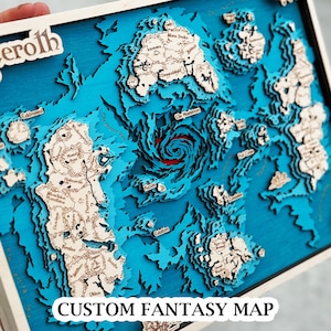 Mapa ficticio personalizado en 3D de cualquier mundo de fantasía