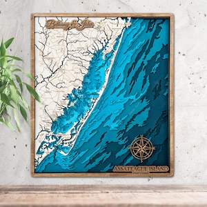 Assateague Insel Karte 3D Holz