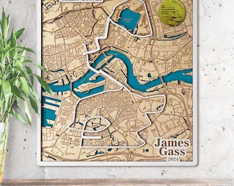 Personalized Marathon Map - Custom 3D Engraved Race Route