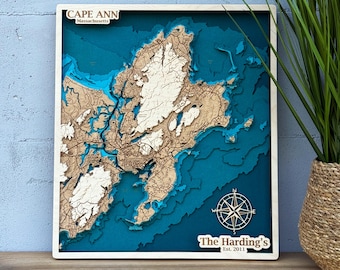 Cape Ann 3D Wood Map Gloucester Harbor