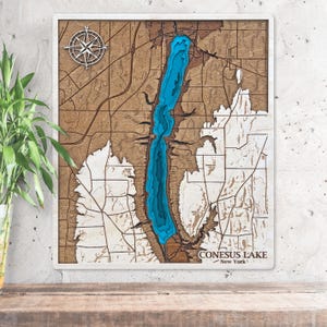 Conesus Lake New York 3D Holzkarte