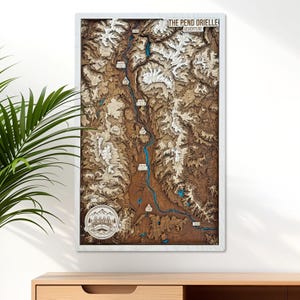 Ruta fluvial personalizada para rafting, kayak y canoa, con mapa de madera 3D.