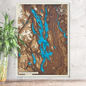 Mappa 3D del legno di Candlewood Lake Connecticut