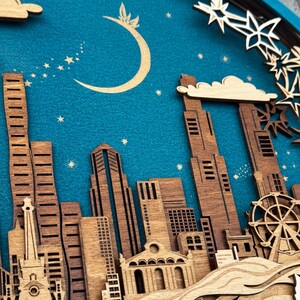 Arte en madera 3D del horizonte de Chicago imagen 7