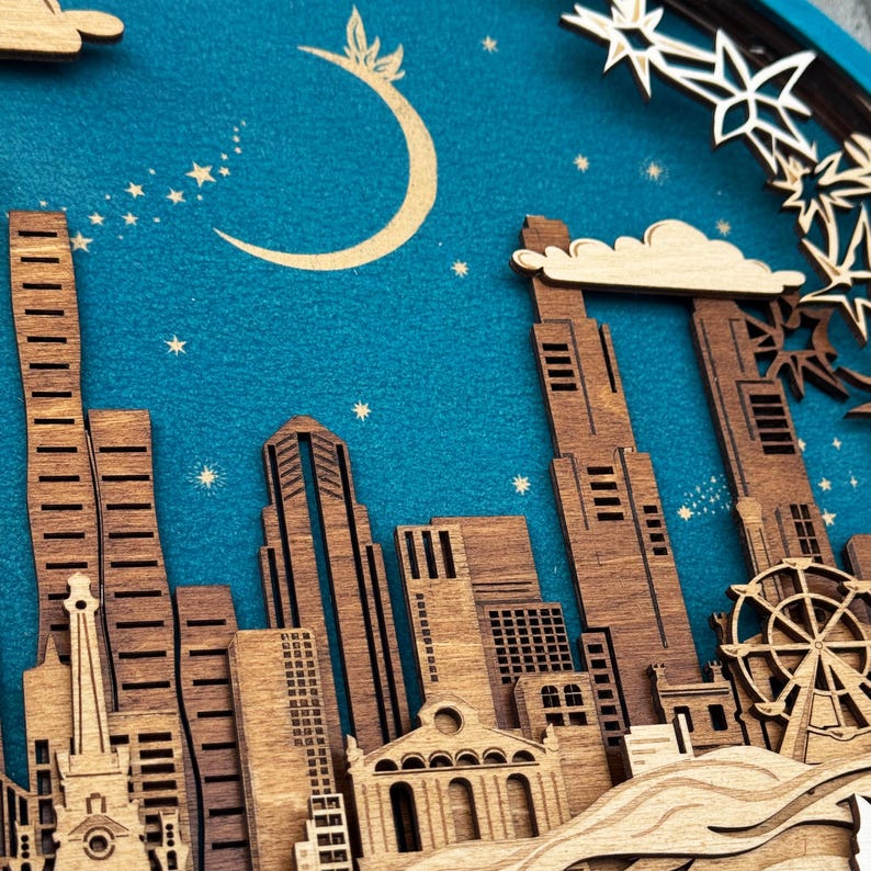 Arte en madera 3D del horizonte de Chicago imagen 7