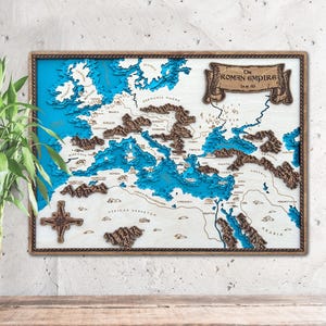 Carte de l'empire romain en bois 3D