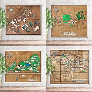 University of Miami Campus Map 3D Wooden Wall Art image 6