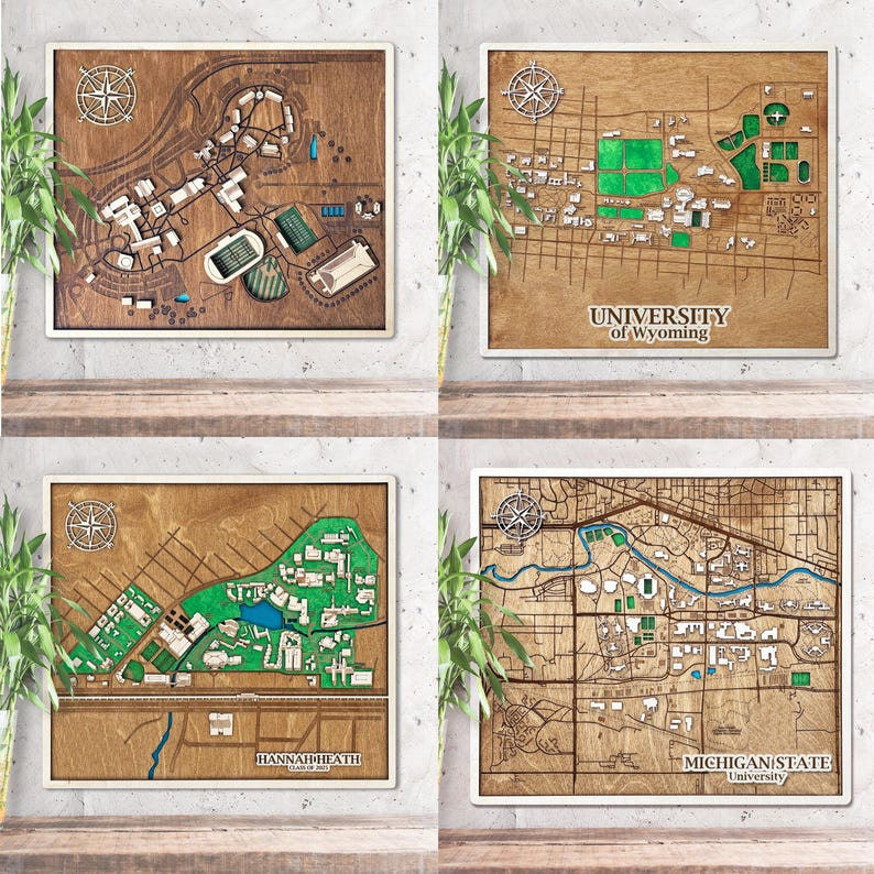 University of Miami Campus Map 3D Wooden Wall Art image 6