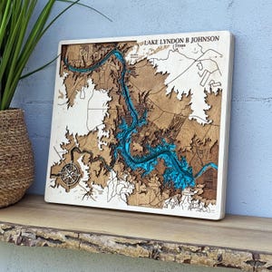 Lake Lyndon B. Johnson 3D Wooden Map