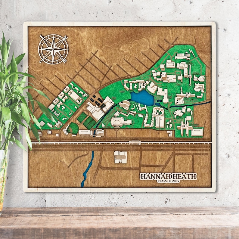 University of Miami Campus Map 3D Wooden Wall Art image 1
