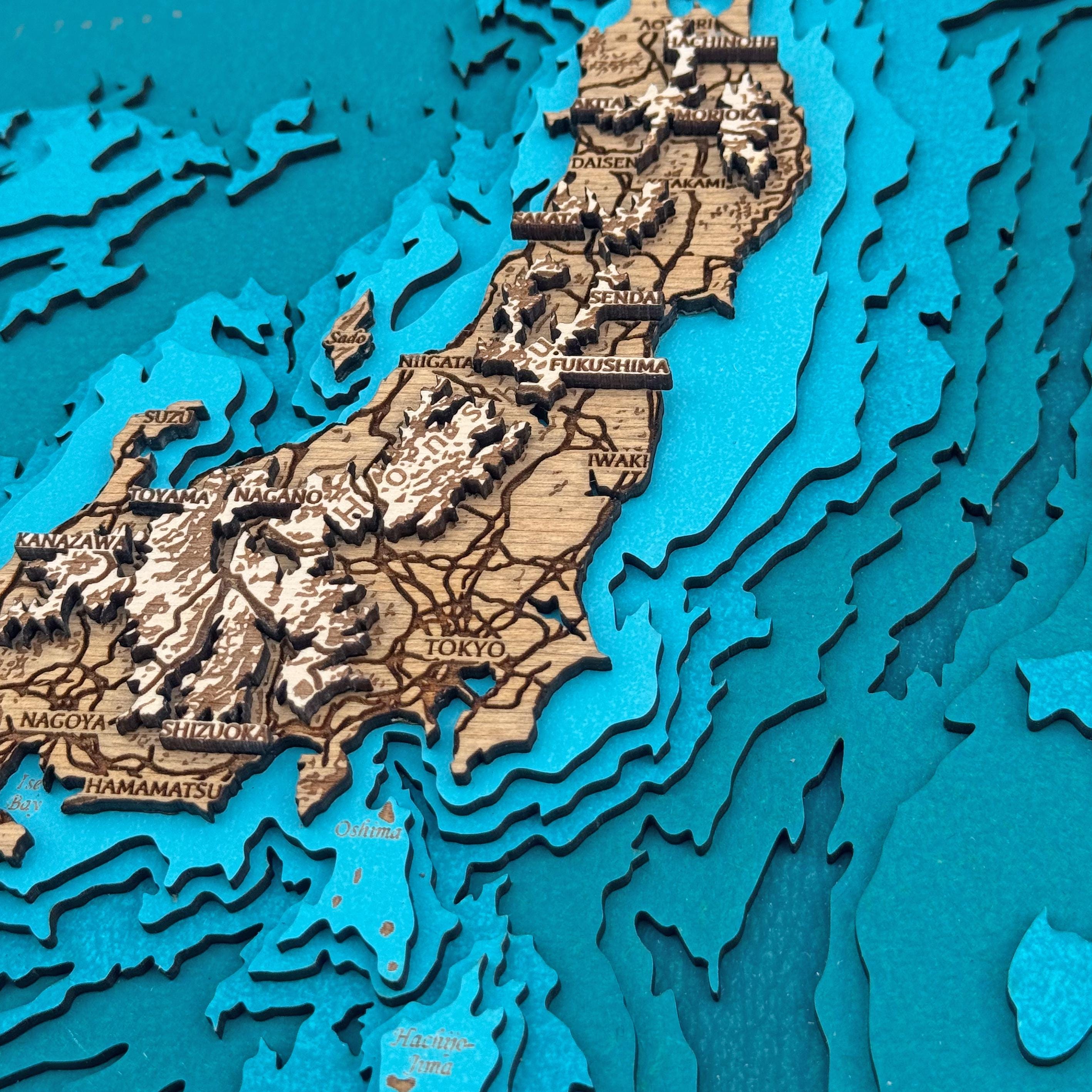 Japan 3D Wooden Map - Etsy