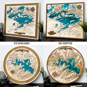 Custom Map Wood Anniversary Gift For Him Her Lake House Decor image 4