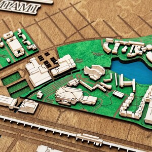 University of Miami Campus Map 3D Wooden Wall Art image 3