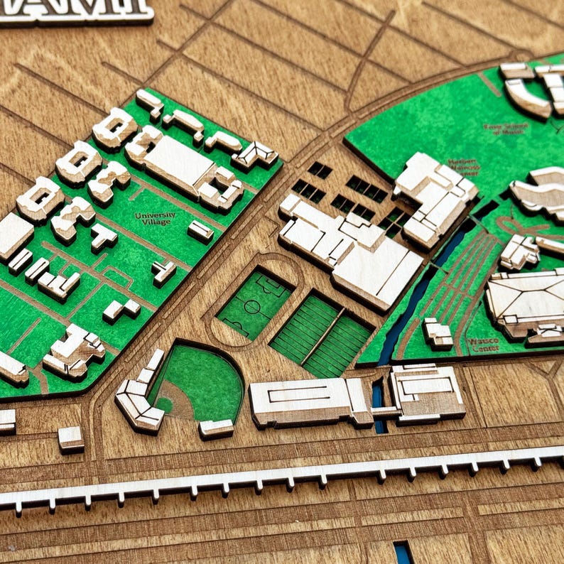 University of Miami Campus Map 3D Wooden Wall Art image 5