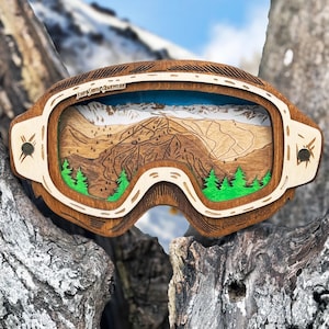 Maschere da sci personalizzate Resort Trails Arte murale in legno stratificato 3D