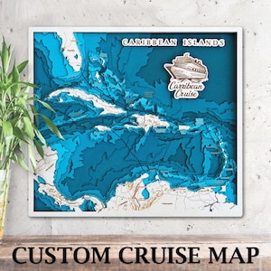 Benutzerdefinierte Cruise Map 3D Holz personalisierte Reise Abenteuer Kunst
