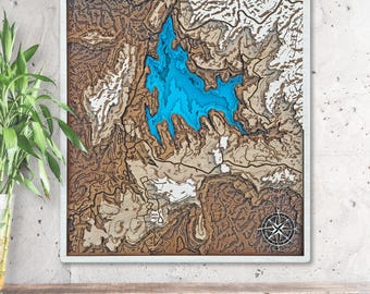 Shaver Lake 3D Wooden Map Sierra Nevada National Forest