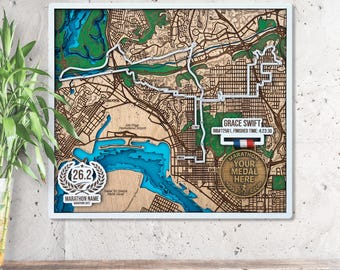 San Diego Running Route 3D Wooden Map