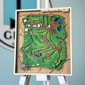 Carte de parcours de golf personnalisée en bois 3D