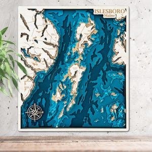 Isleboro Karte 3D Holz