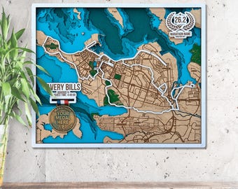Reykjavik Running Route 3D Wooden Map