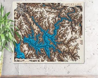 Carter's Lake 3D Wooden Map