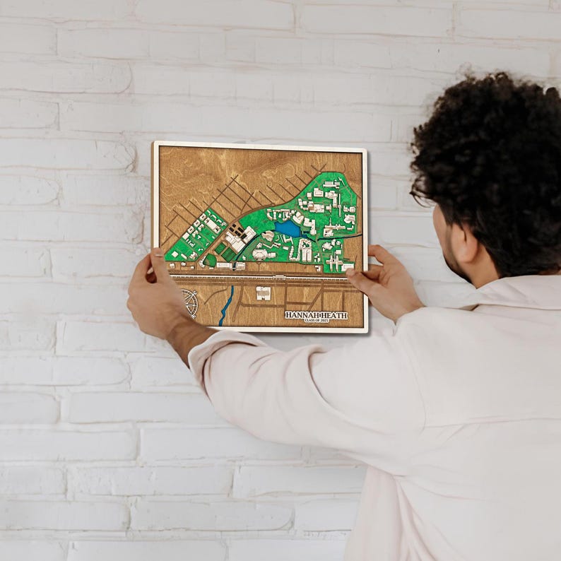 University of Miami Campus Map 3D Wooden Wall Art image 2