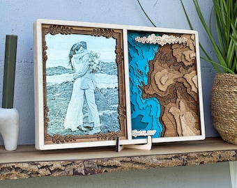 Custom Photo Map Gift Wedding Gift for Couple