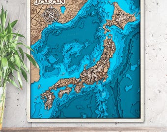 Japan 3D Wooden Map