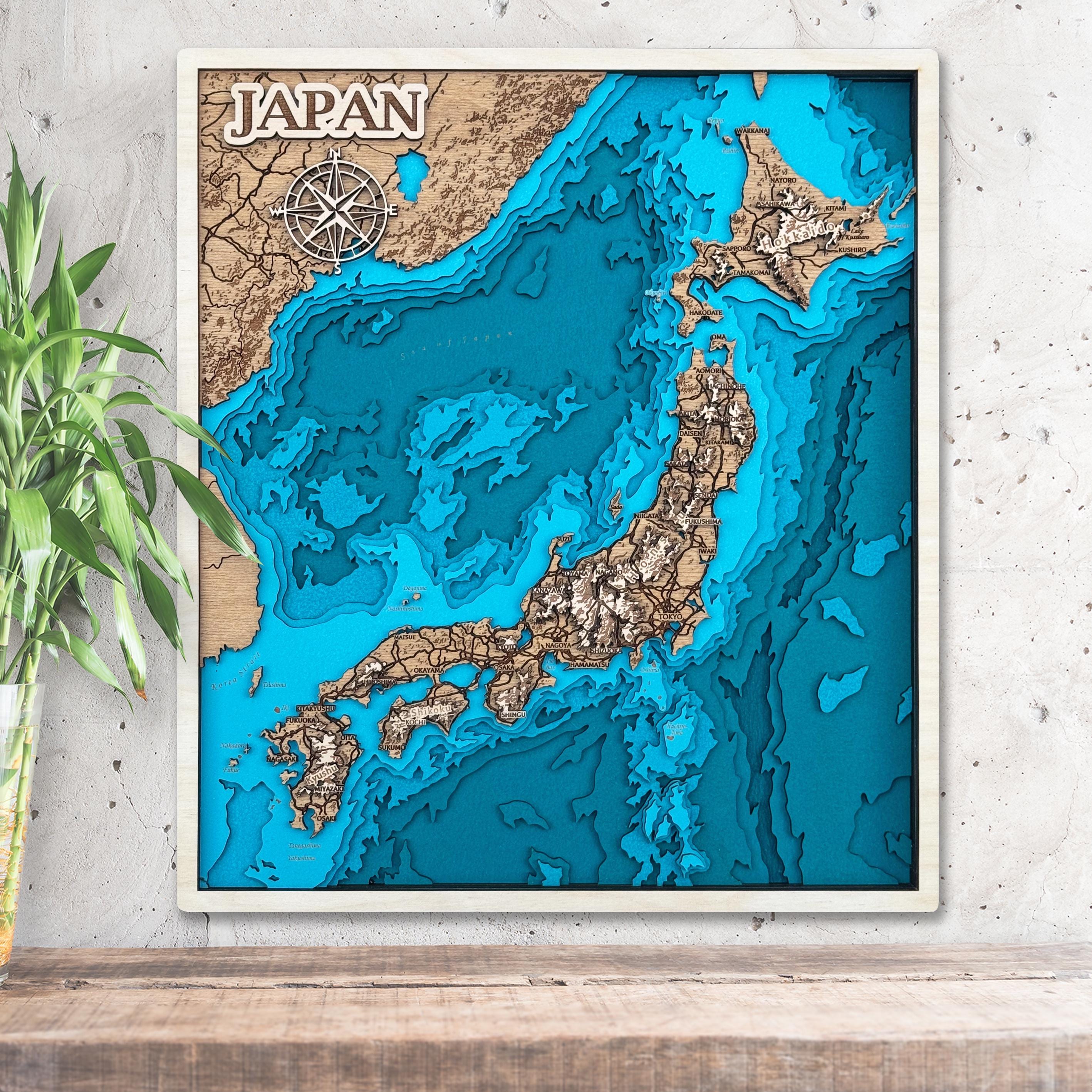 Japan 3D Wooden Map - Etsy