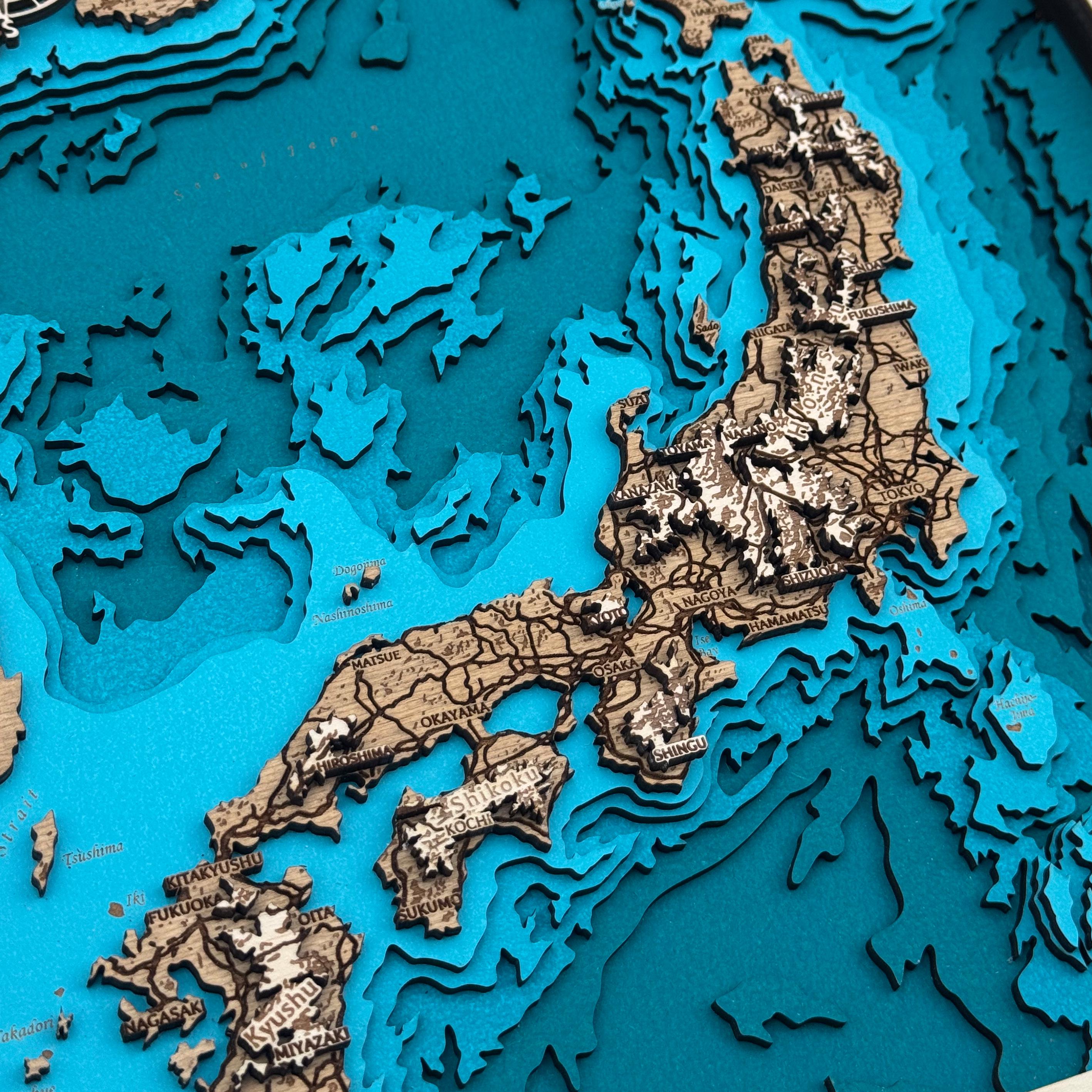 Japan 3D Wooden Map - Etsy