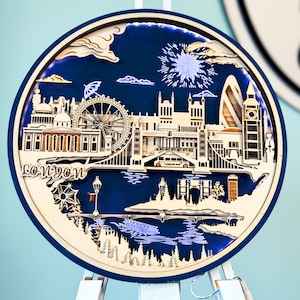 3D London Skyline Wall Art Holz Nachtlicht