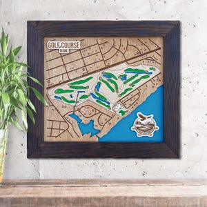 Custom Golf Course Map 3D Wood