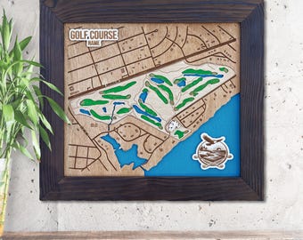 Custom Golf Course Map 3D Wood