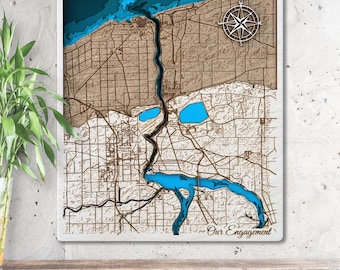 Mappa in legno 3D delle Cascate del Niagara