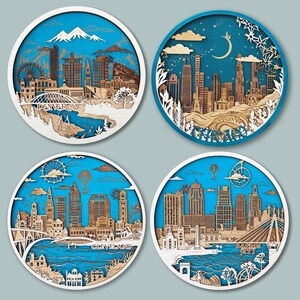 Arte en madera 3D del horizonte de Chicago imagen 8