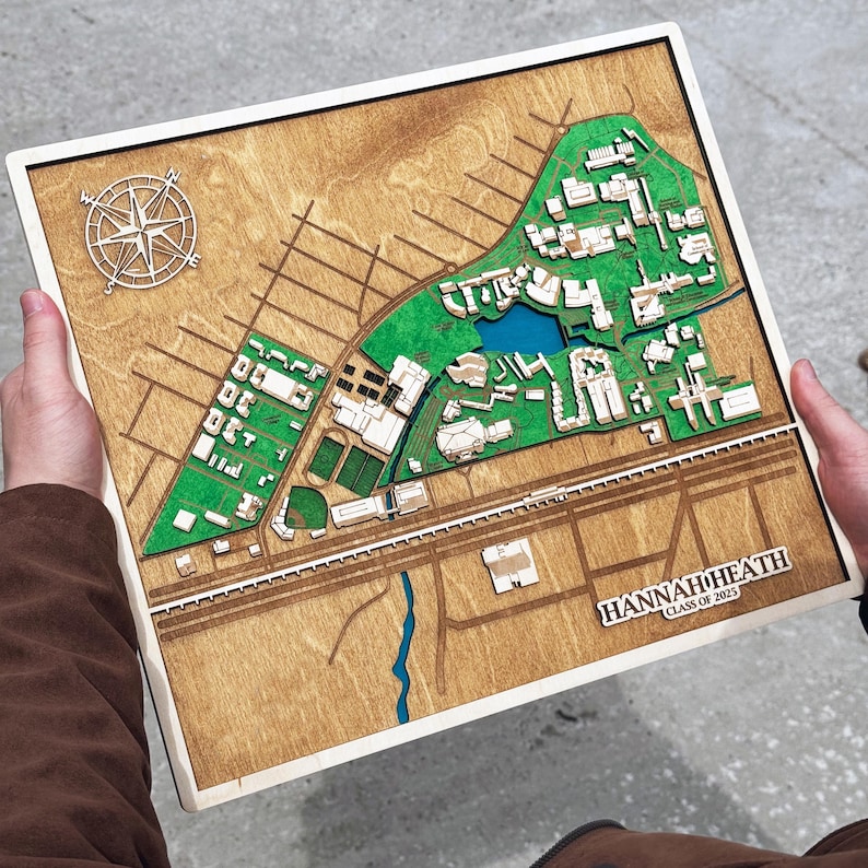 University of Miami Campus Map 3D Wooden Wall Art image 4