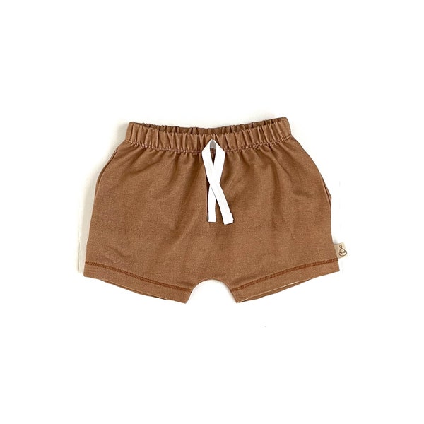 Infant Toddler Spring/Summer Harem Shorts | Children’s Shorts | Bamboo French Terry | Rust