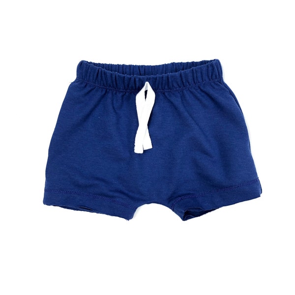 Infant Toddler Summer Harem Shorts | Children’s Shorts | Bamboo French Terry | Deep Blue