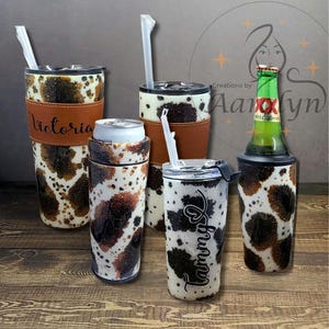 Cow Print Glitter Tumbler