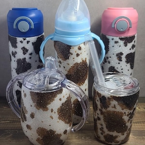 8 oz Cow Print Sippy Cup/ Kids Cup/ Baby Bottle