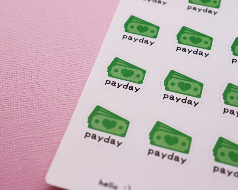 Payday Sticker Sheets 40 Planner Stickers Pay Stickers Etsy