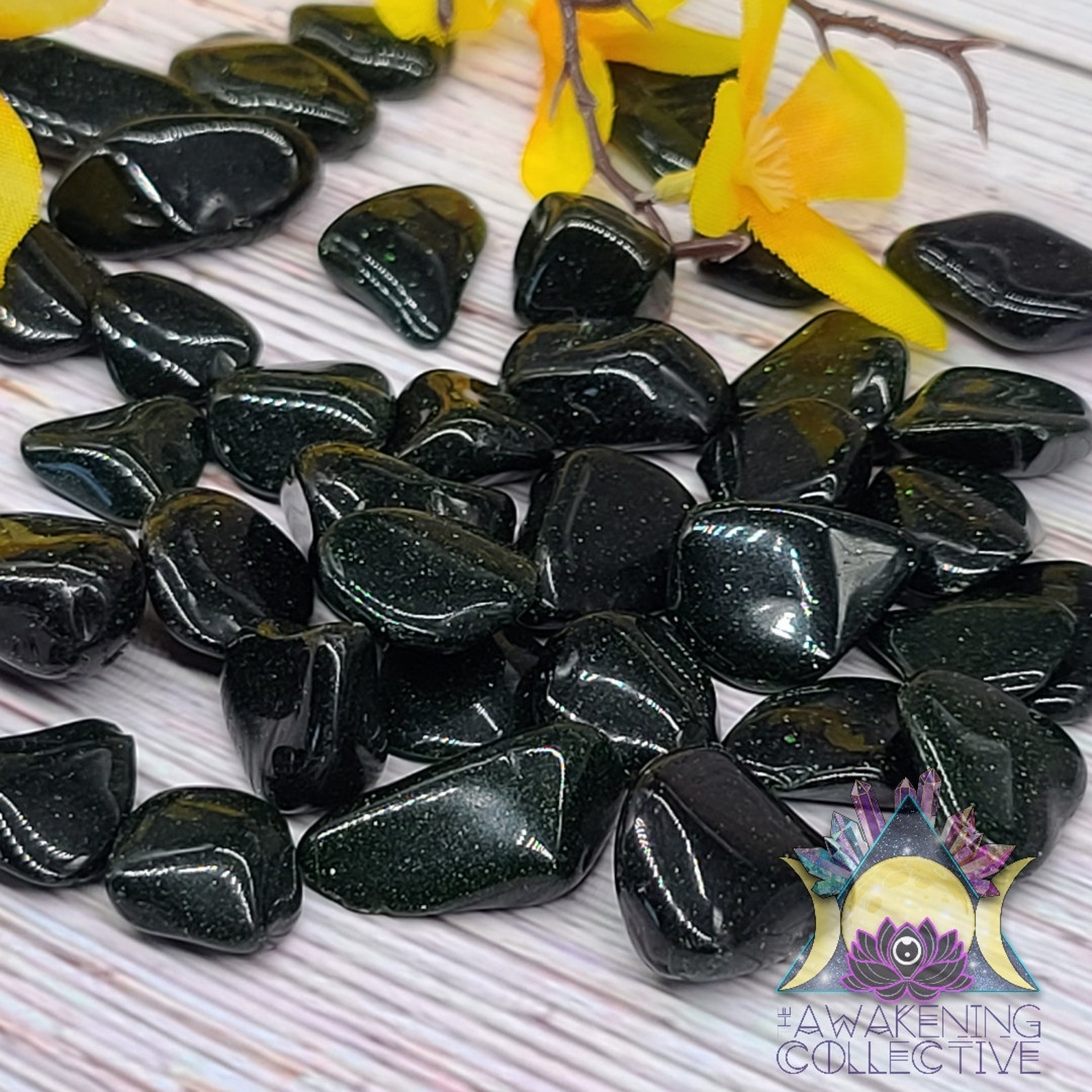 Green Goldstone Reiki Infused Crystal Tumbled Healing Etsy