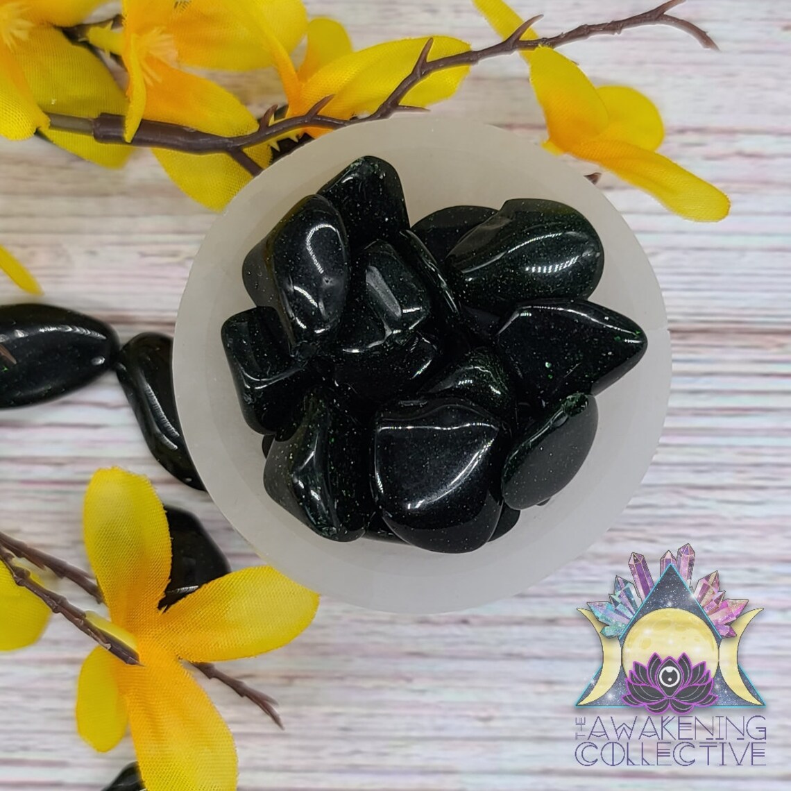 Green Goldstone Reiki Infused Crystal Tumbled Healing Etsy