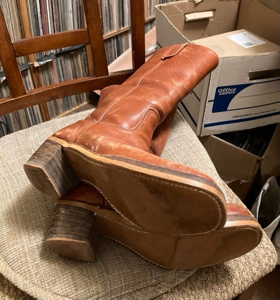 Tan stacked heel campus boots-men's 9.5 D - image 5