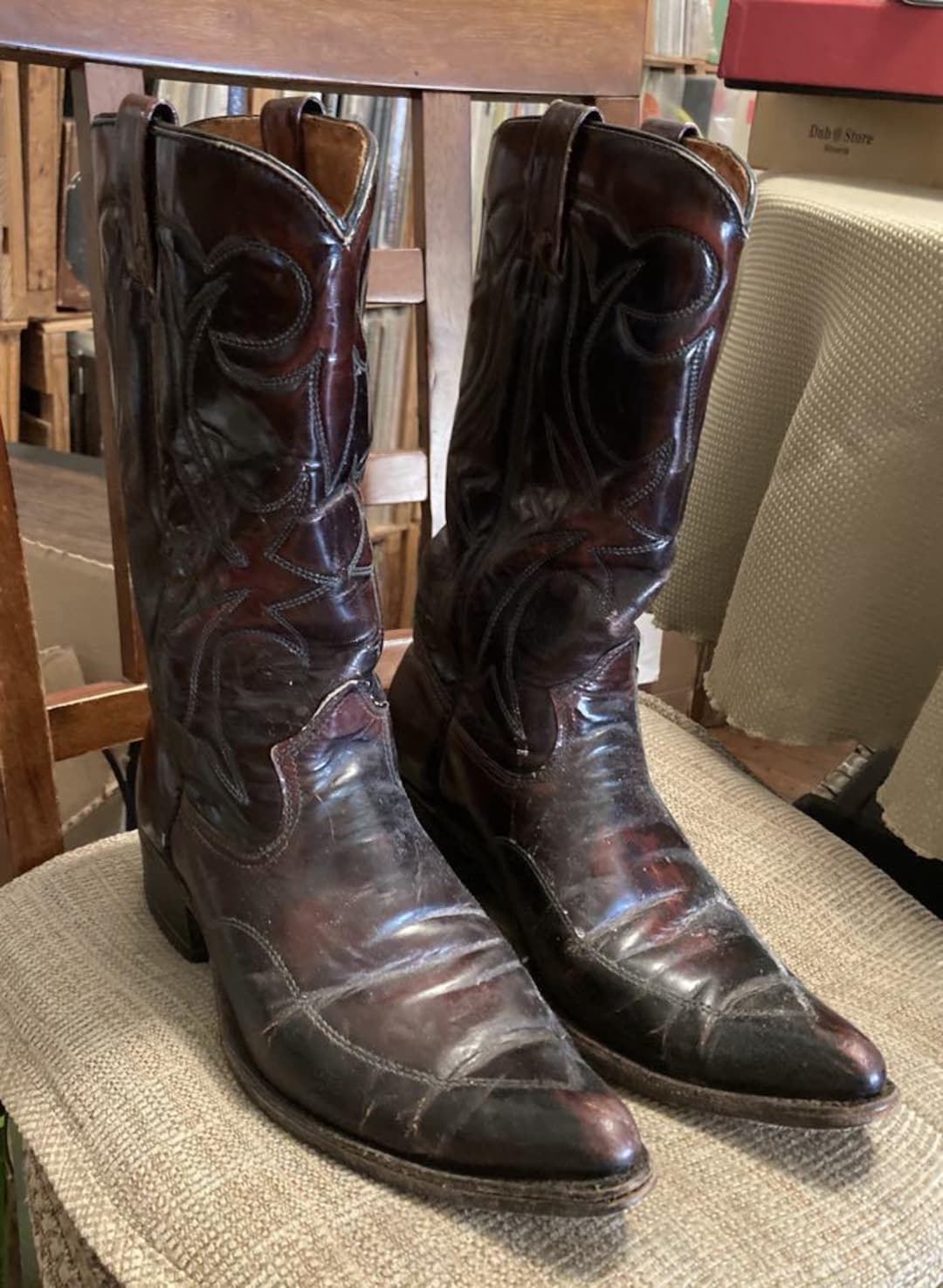 Badass Sears Burgundy Cowboy Boots-men's 10D