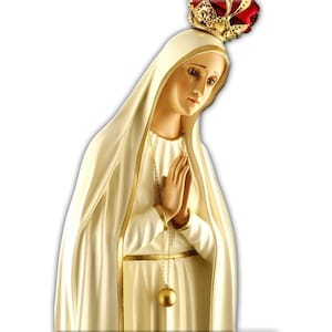 Our Lady of Fátima in Polychrome Resin Statue Glass Eyes - 26.79 inches Domestic Altar, Catholic Gift, Religious Gift