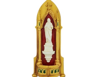 Gothic Oratory of Sacred Heart of Jesus, holy water font in Resin - 16.15 inches Domestic Altar, Catholic Gift, Religious Gift - Statue